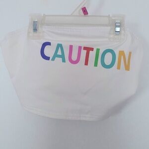Strapless White “Caution” Top
